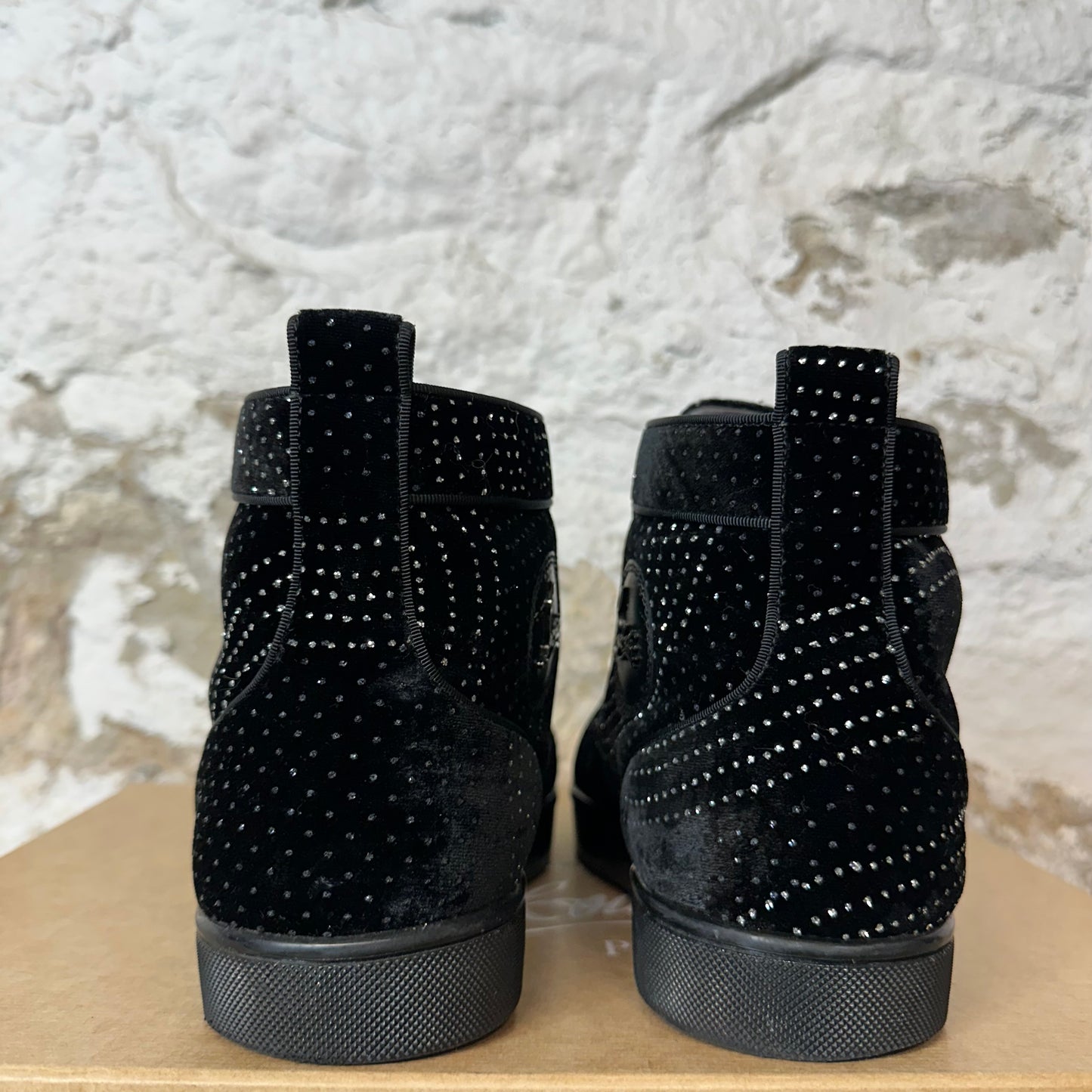 Christian Louboutin High Black Suede Rhinestone Sneaker Sz 9 (42)