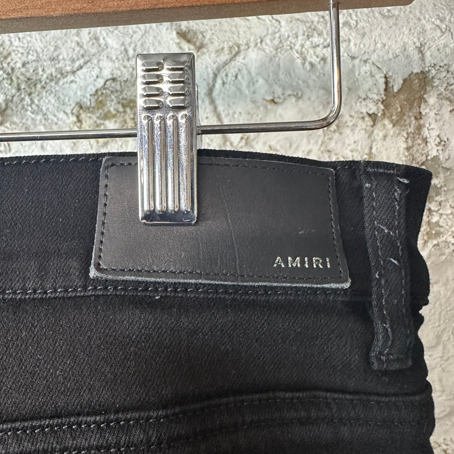 Amiri Plain Black Distressed Denim Jeans Sz 34