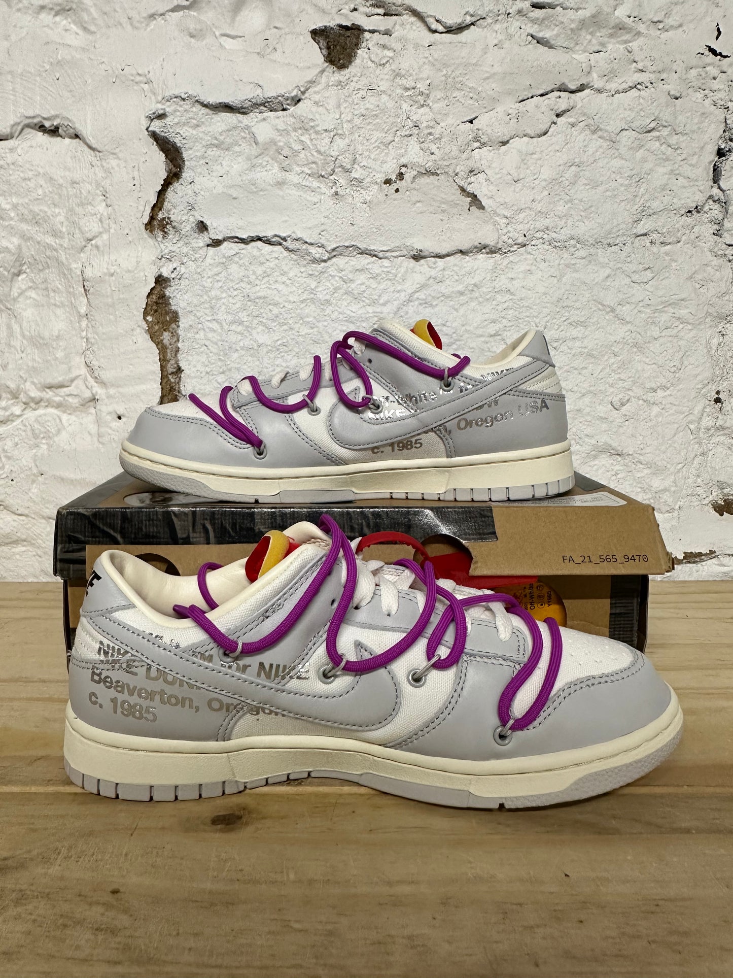 Nike Dunk Low Off-White Lot 45 Sz 9 DS