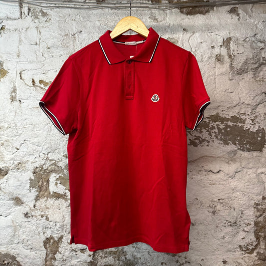Moncler Small Logo Red Polo Shirt Sz L