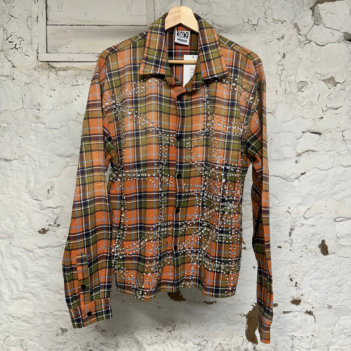 Vale Pumpkin Patch Rhinestone Flannel Sz M