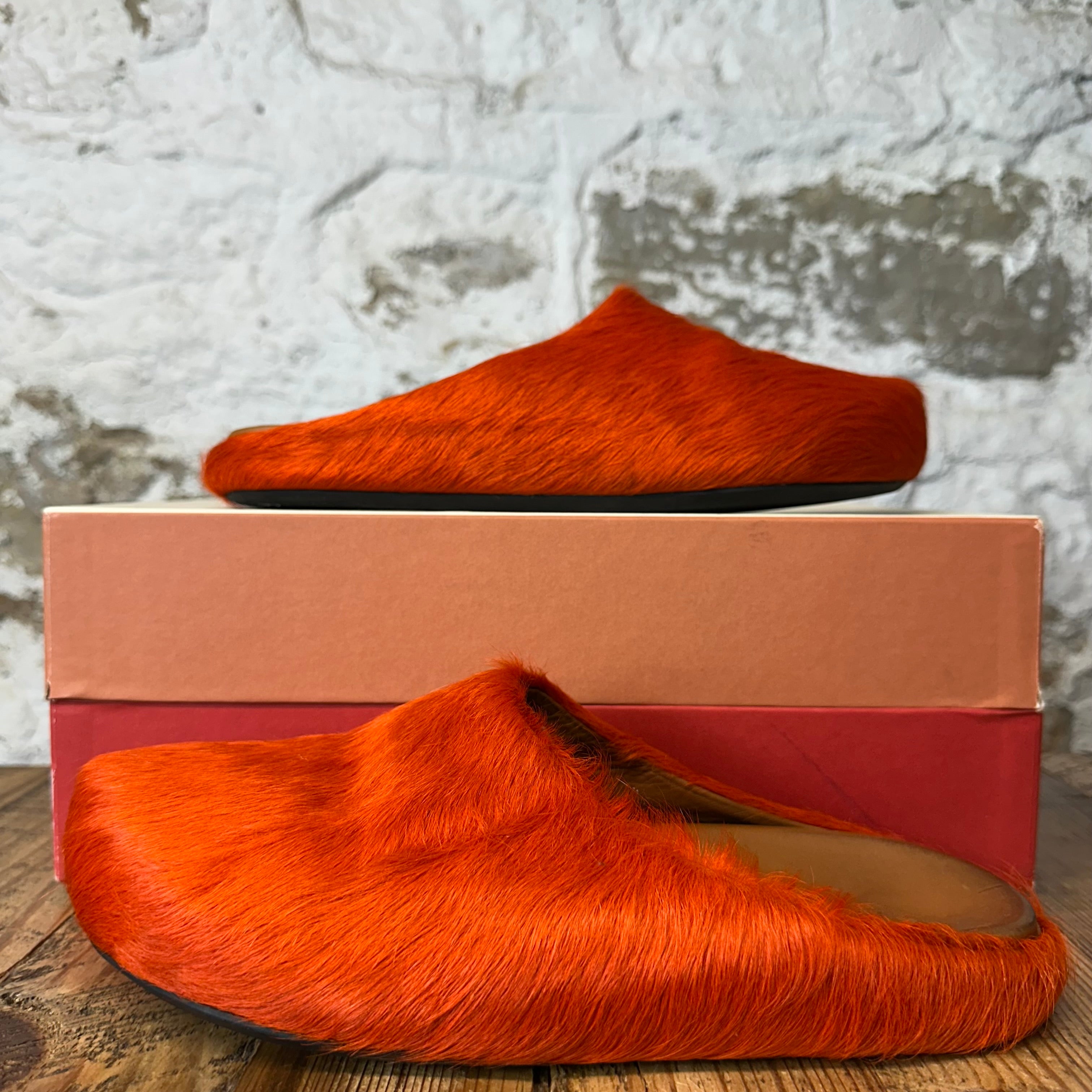 Marni Fussbet Orange Fur Slide Sz 9 (42)