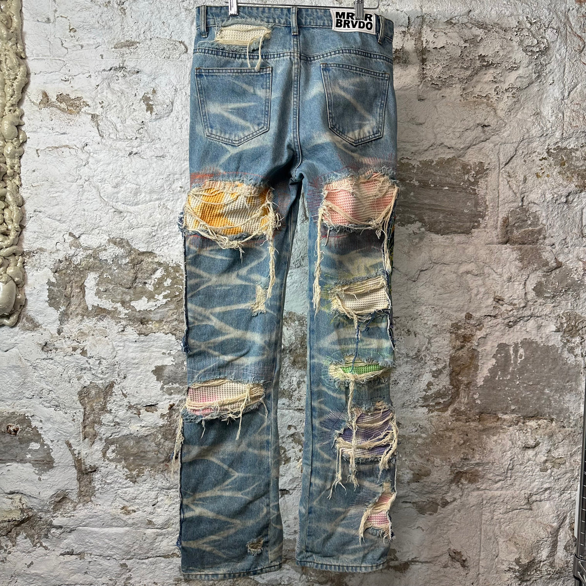 Who Decides War Multicolor Fusion Blue Denim Jeans Sz 30