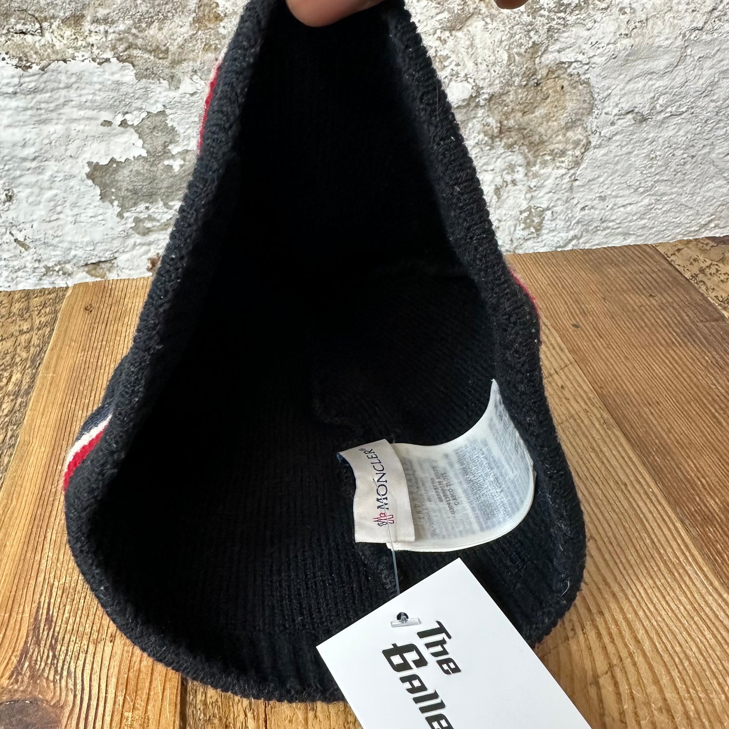 Moncler Small Logo Stripe Black Beanie