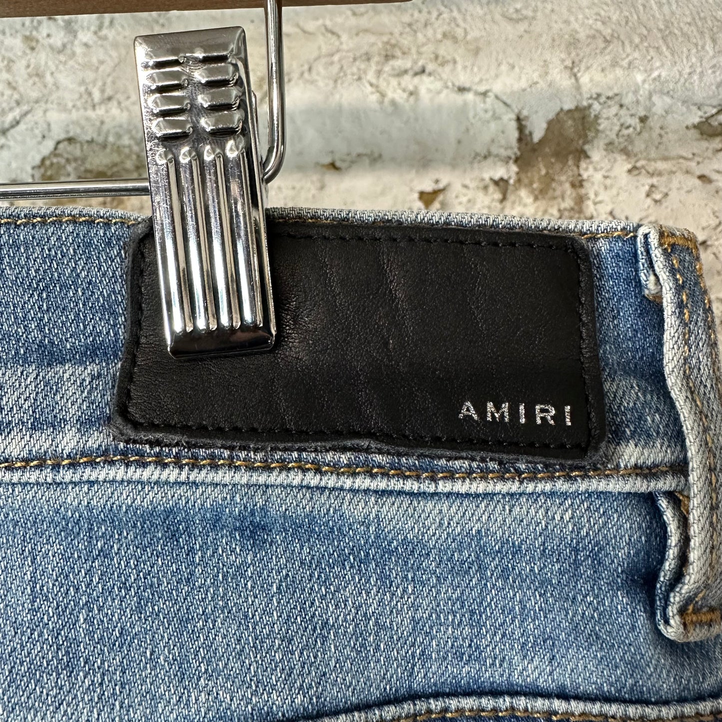 Amiri MX1 Cracked Pink Blue Denim Jeans Sz 36