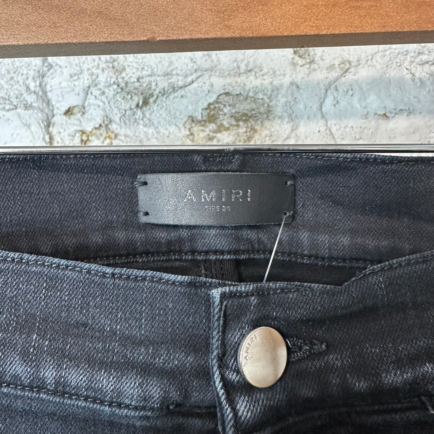 Amiri MX1 Black White Woven Black Denim Jeans Sz 38