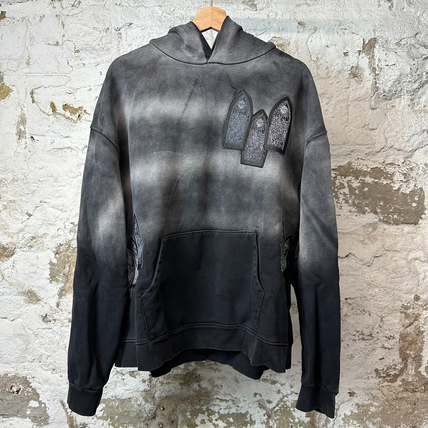 Who Decides War Stained Glass Hoodie Faded Black Sz M