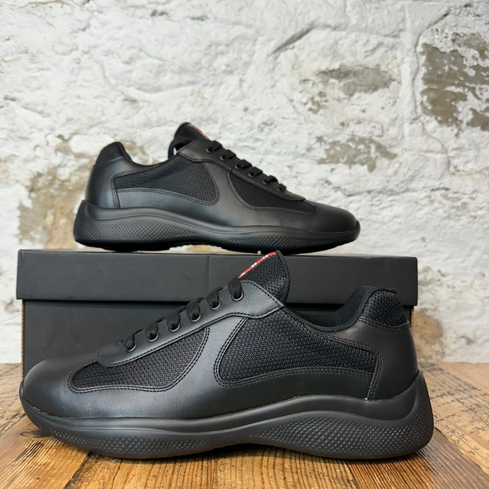 Prada Americas Cup Nero Leather Sneaker Sz 8 DS