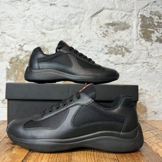Prada Americas Cup Nero Leather Sneaker Sz 8 DS
