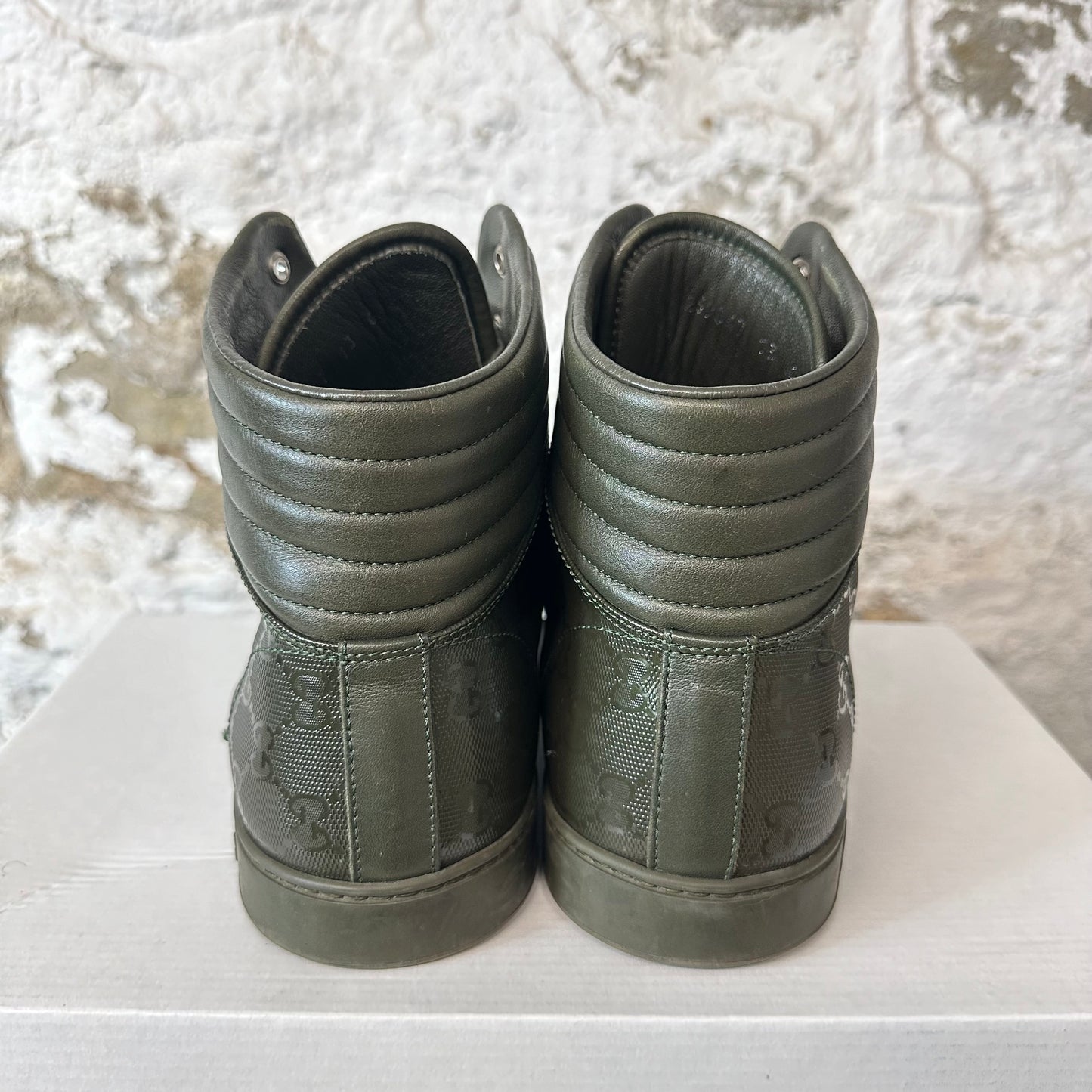 Gucci Green Monogram High Top Sneaker Sz 13 No Box