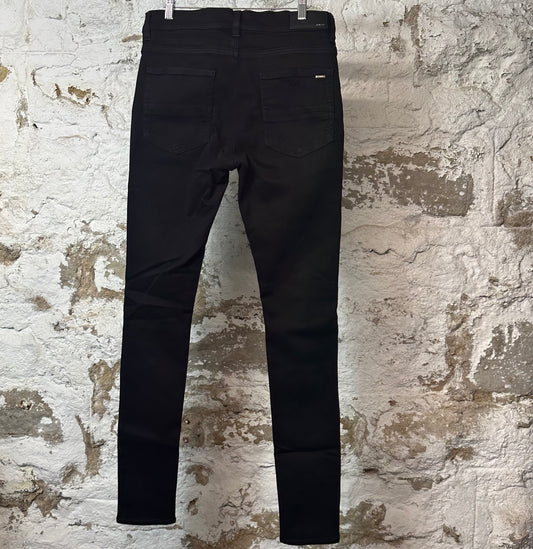 Amiri MX1 Black Suede Blue Denim Jeans Sz 32