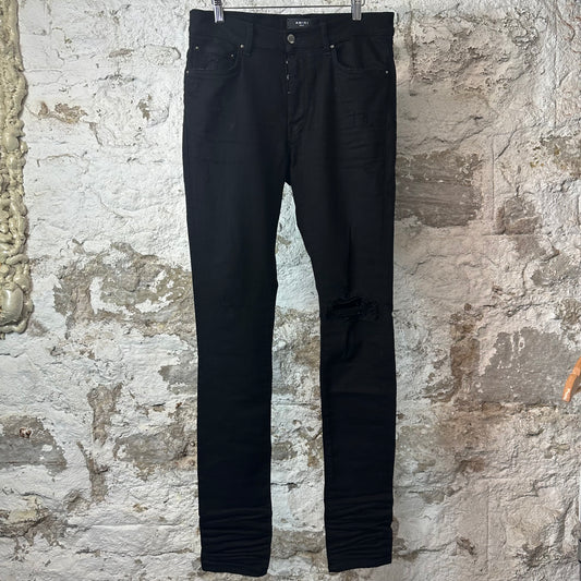 Amiri Knee Rip Black Denim Jeans Sz 32