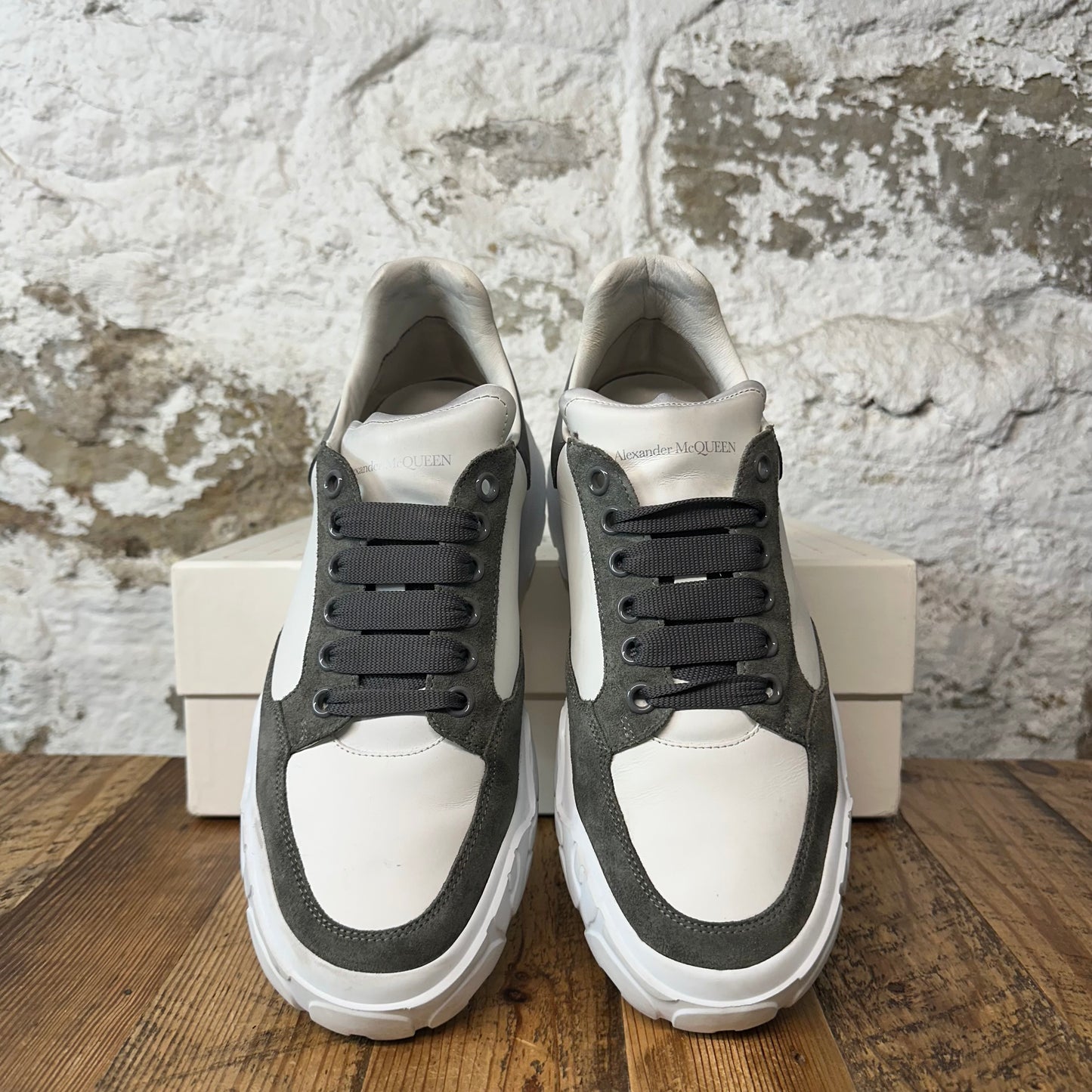 Alexander Mcqueen Gray Tab Nappa Joey White Sneaker Sz 10 (43)