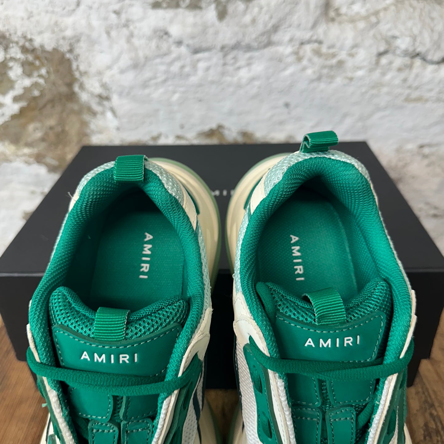 Amiri Green Bone Runner White Sneaker Sz 6.5 (39)