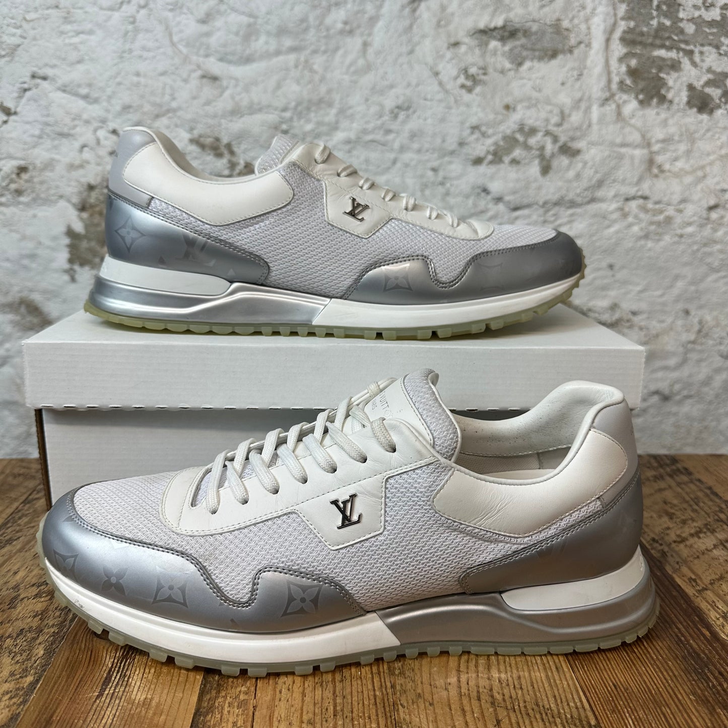 Louis Vuitton Silver White Runaway Sneaker Sz 11 (9.5LV) No Box