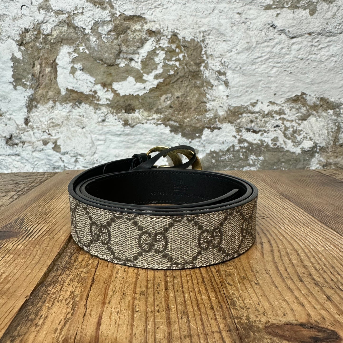 Gucci GG Monogram Gold Buckle Belt Sz (90/36) (Womens)