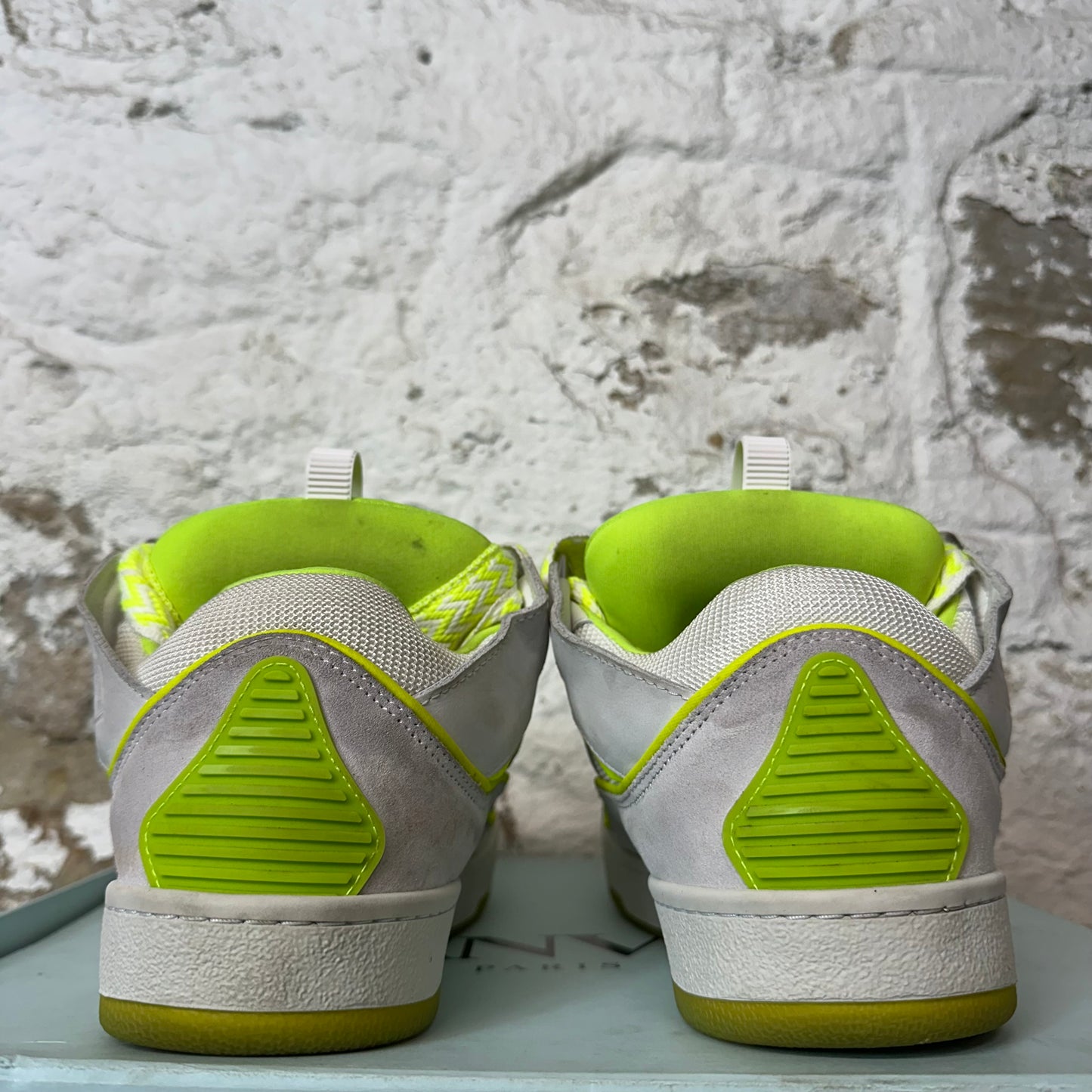 Lanvin Curb Yellow Neon Lace White Sneaker Sz 9 (42)