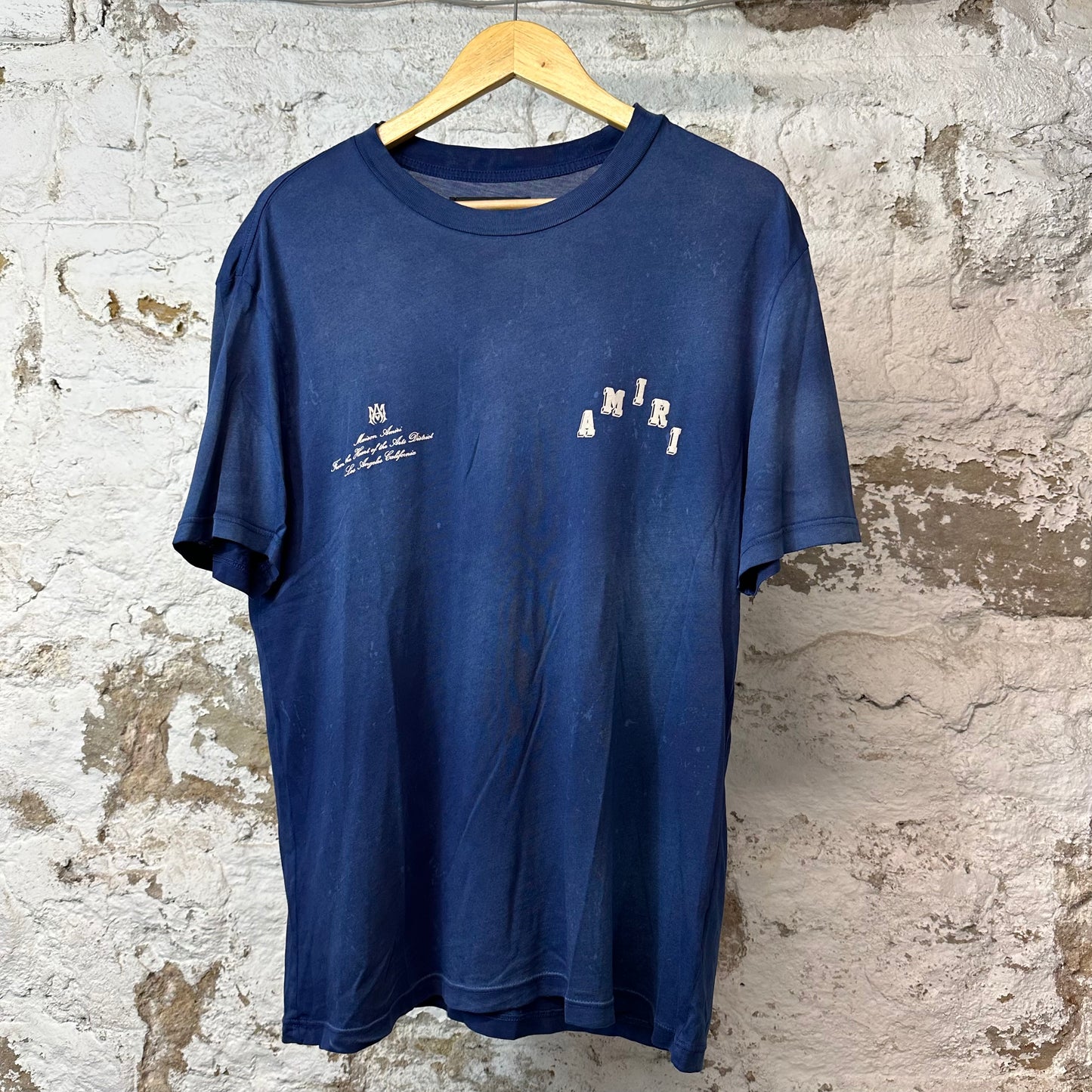 Amiri Cracked White Spell T-shirt Blue Sz S