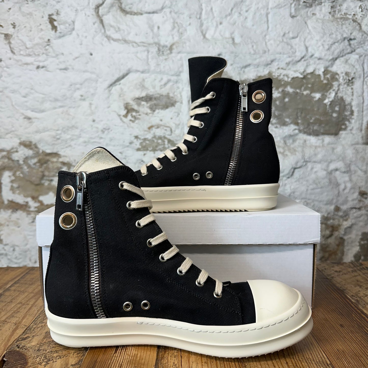 Rick Owens High Lido Black Milk Sneaker Sz 8 (41)