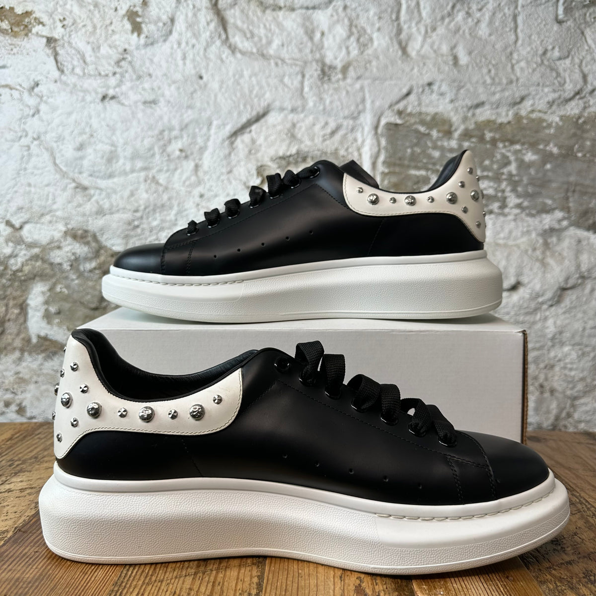 Alexander McQueen Studded Tab Black White Sneaker Sz 14 (47)