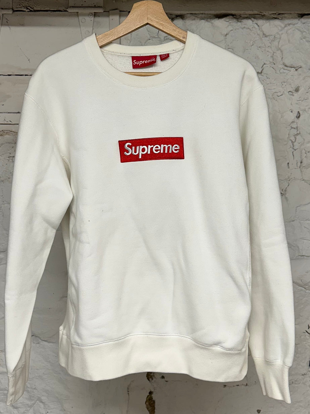 Supreme White Box Logo Crewneck Sz L