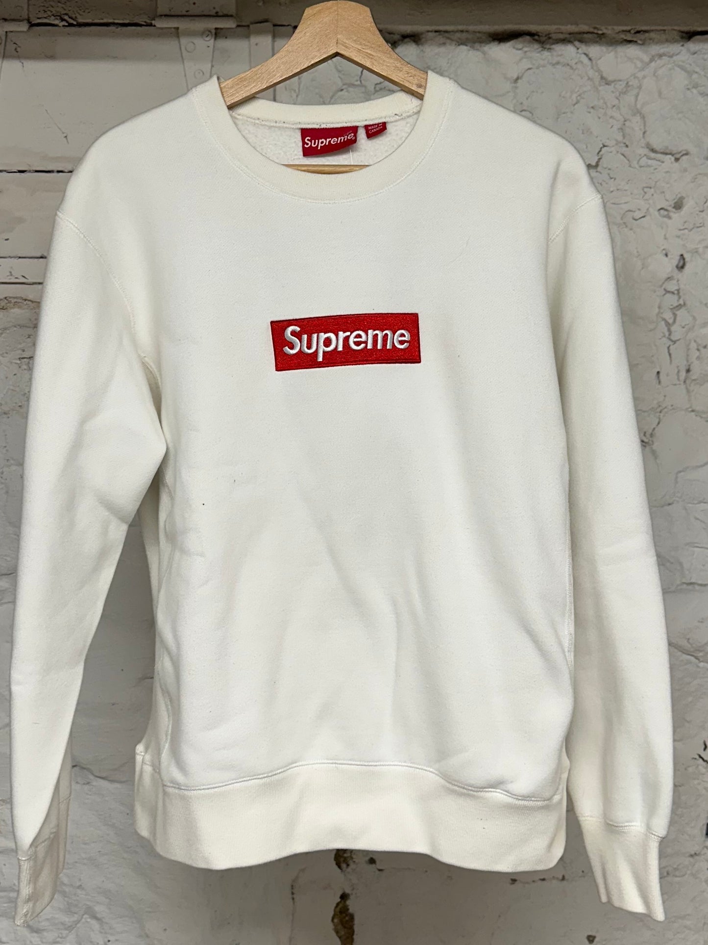 Supreme White Box Logo Crewneck Sz L