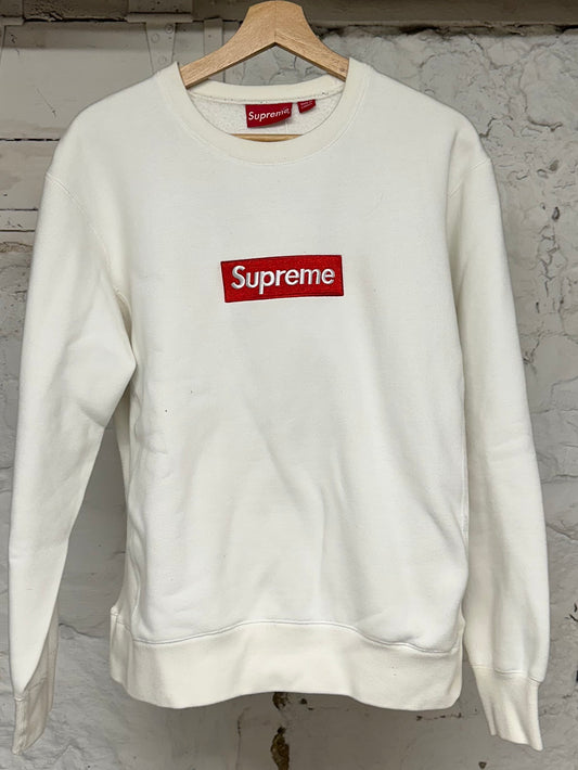 Supreme White Box Logo Crewneck Sz L