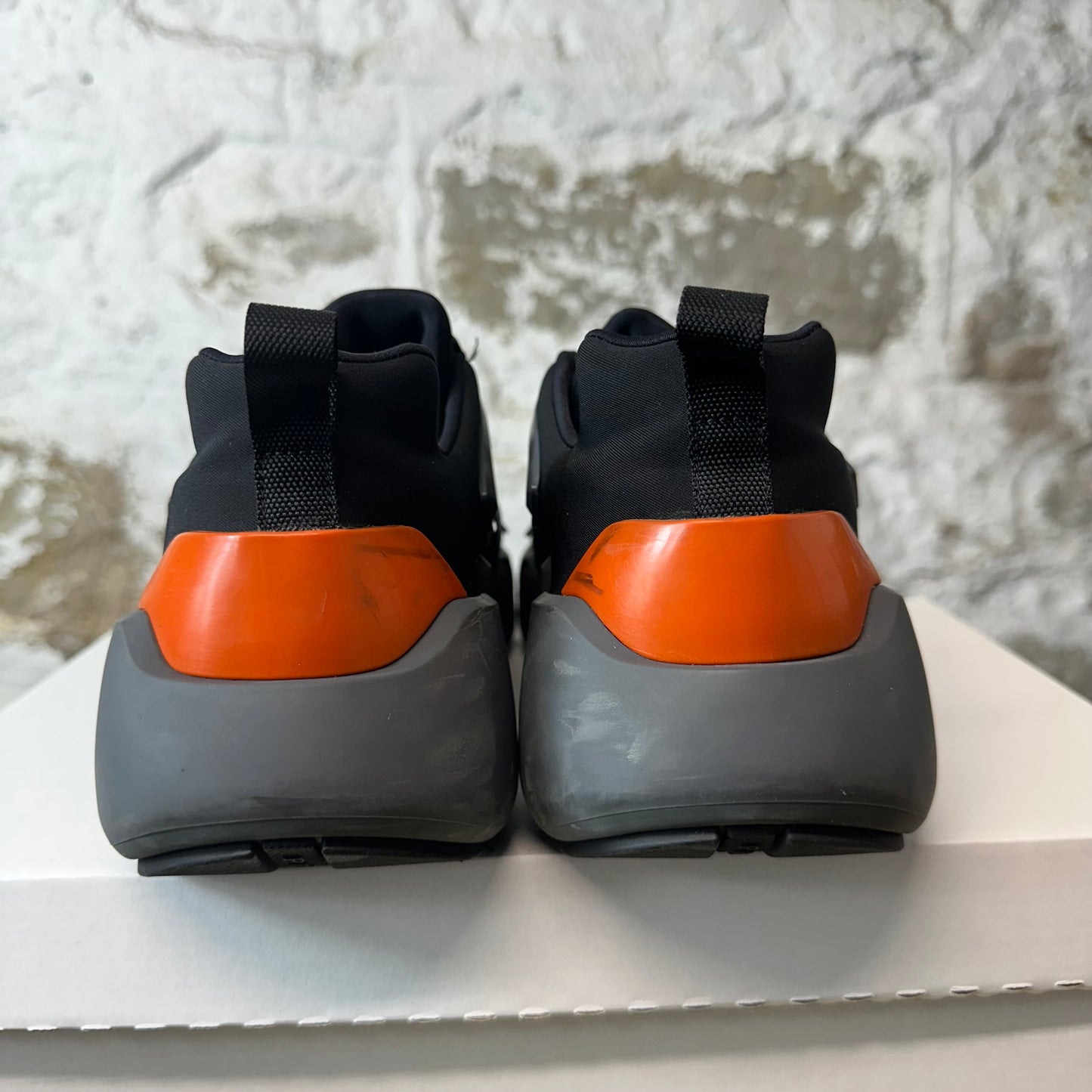 Prada Techno Grey Orange Black Sneaker Sz 8.5