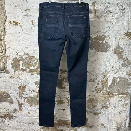 Amiri MX1 Red Suede Faded Black Denim Jeans Sz 36