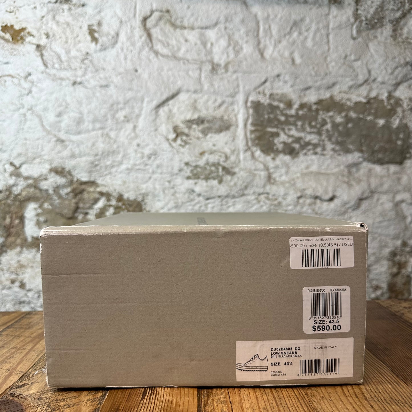 Rick Owens DRKSHDW Black Milk Sneaker Sz 10.5 (43.5)