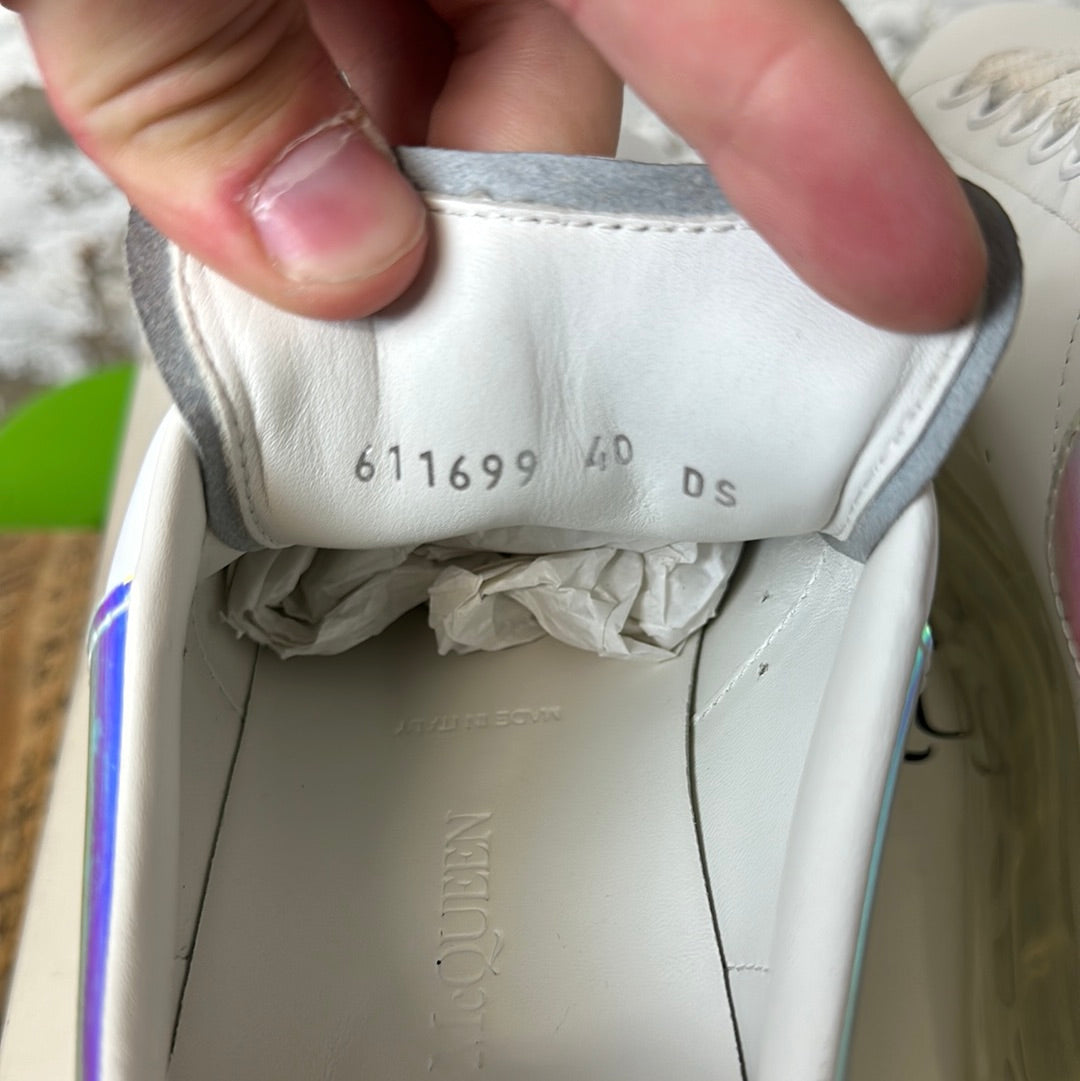 Alexander Mcqueen Iridescent Tab White Sneaker Sz 7 (40)