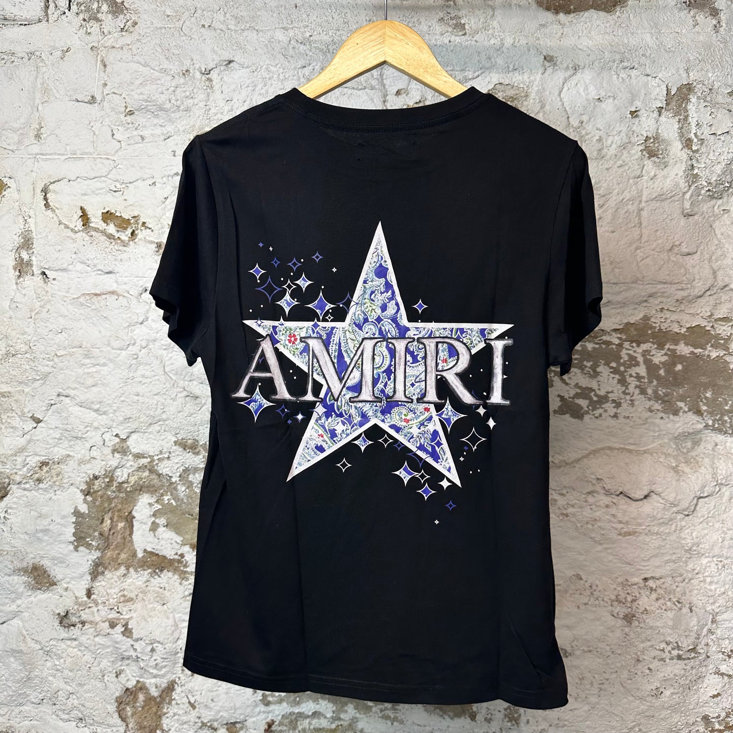Amiri Blue Paisley Star T-shirt Black Sz XS