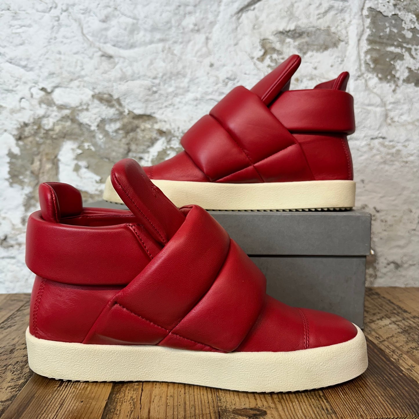 Giuseppe Zanotti Red Leather Double Velcro Sneaker Sz 11 (44)
