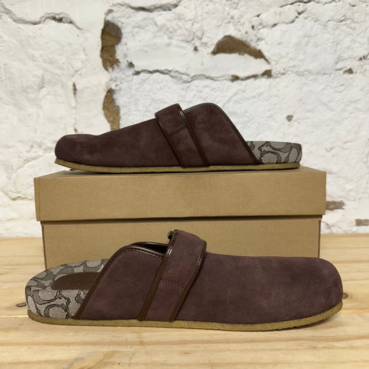 Coach Archive Buckle Burgundy Clog Sz 13