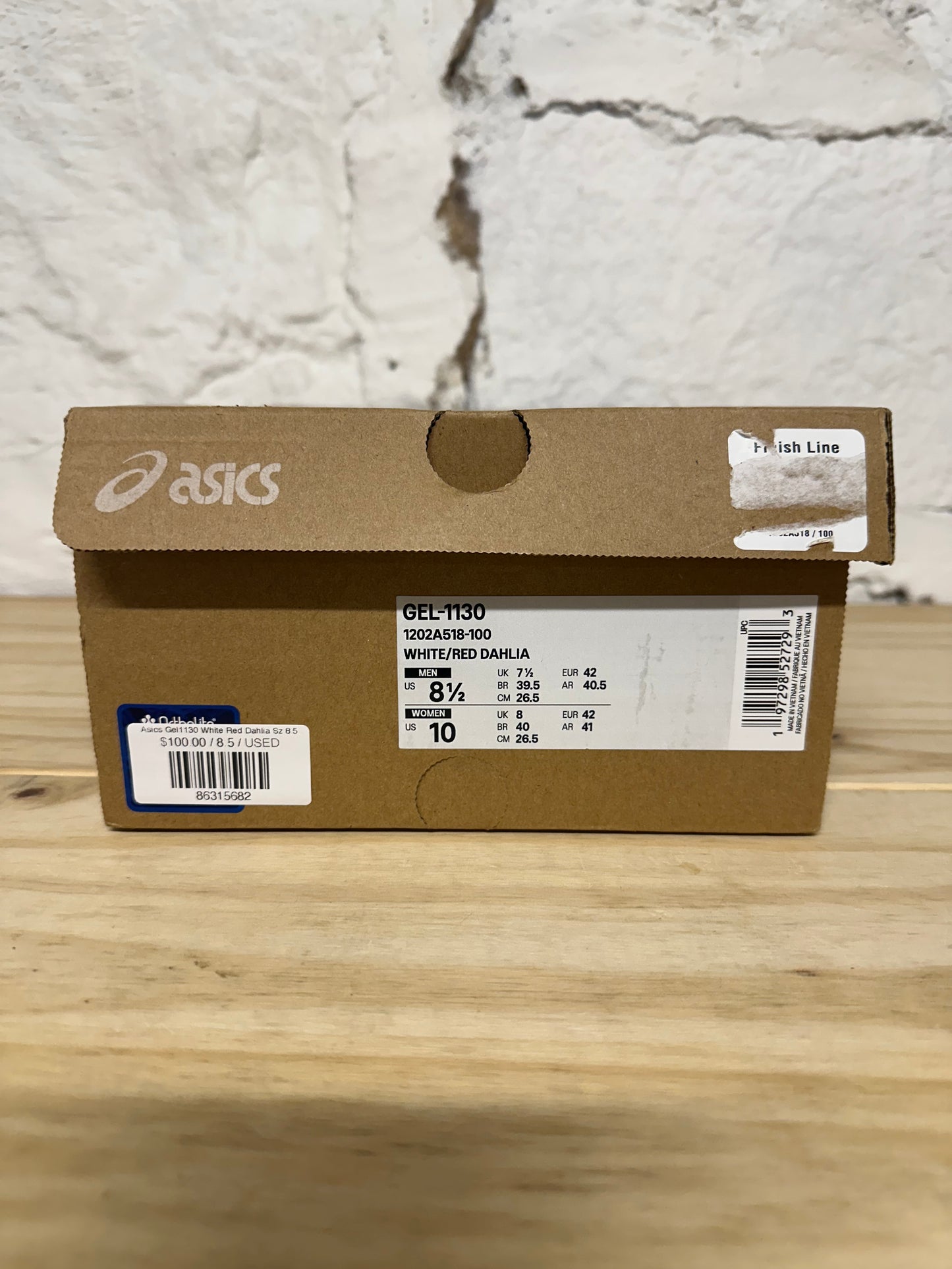 Asics Gel-1130 White Red Dahlia Sz 8.5