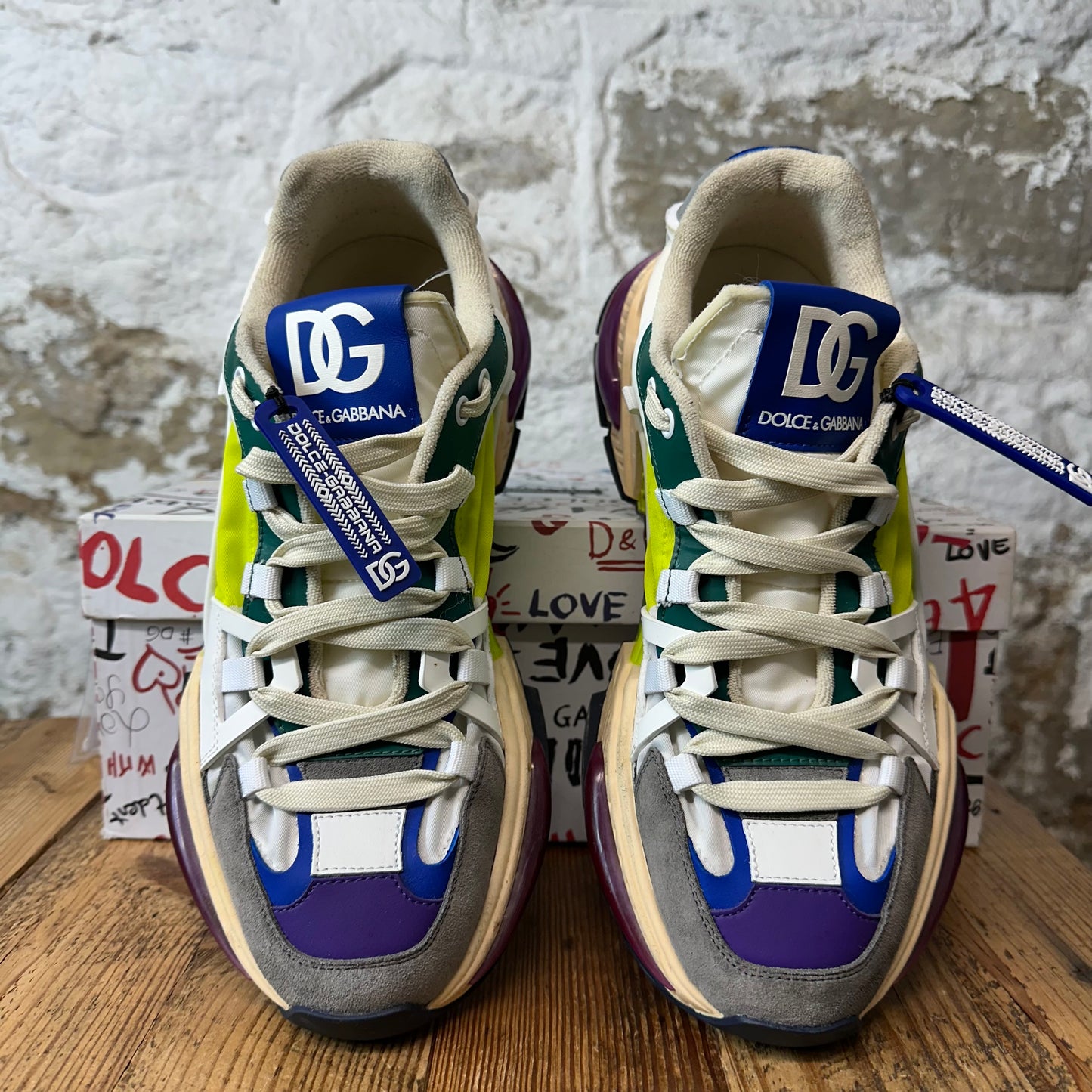 Dolce Gabbana Multicolor Air Master White Sneaker Sz 11 (44)