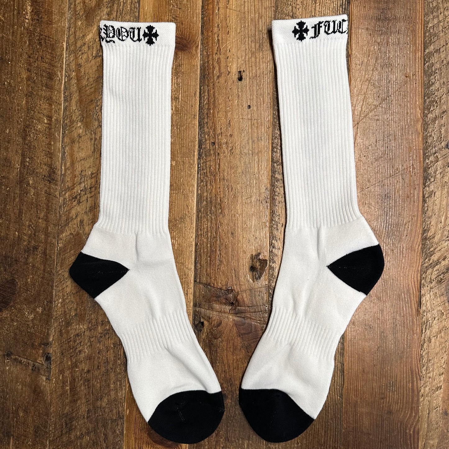 Chrome Hearts Black Spell White Socks DS