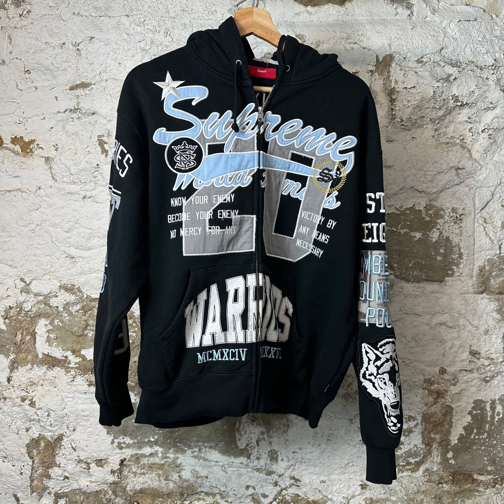 Supreme Warriors Black Zip Up Hoodie Sz S