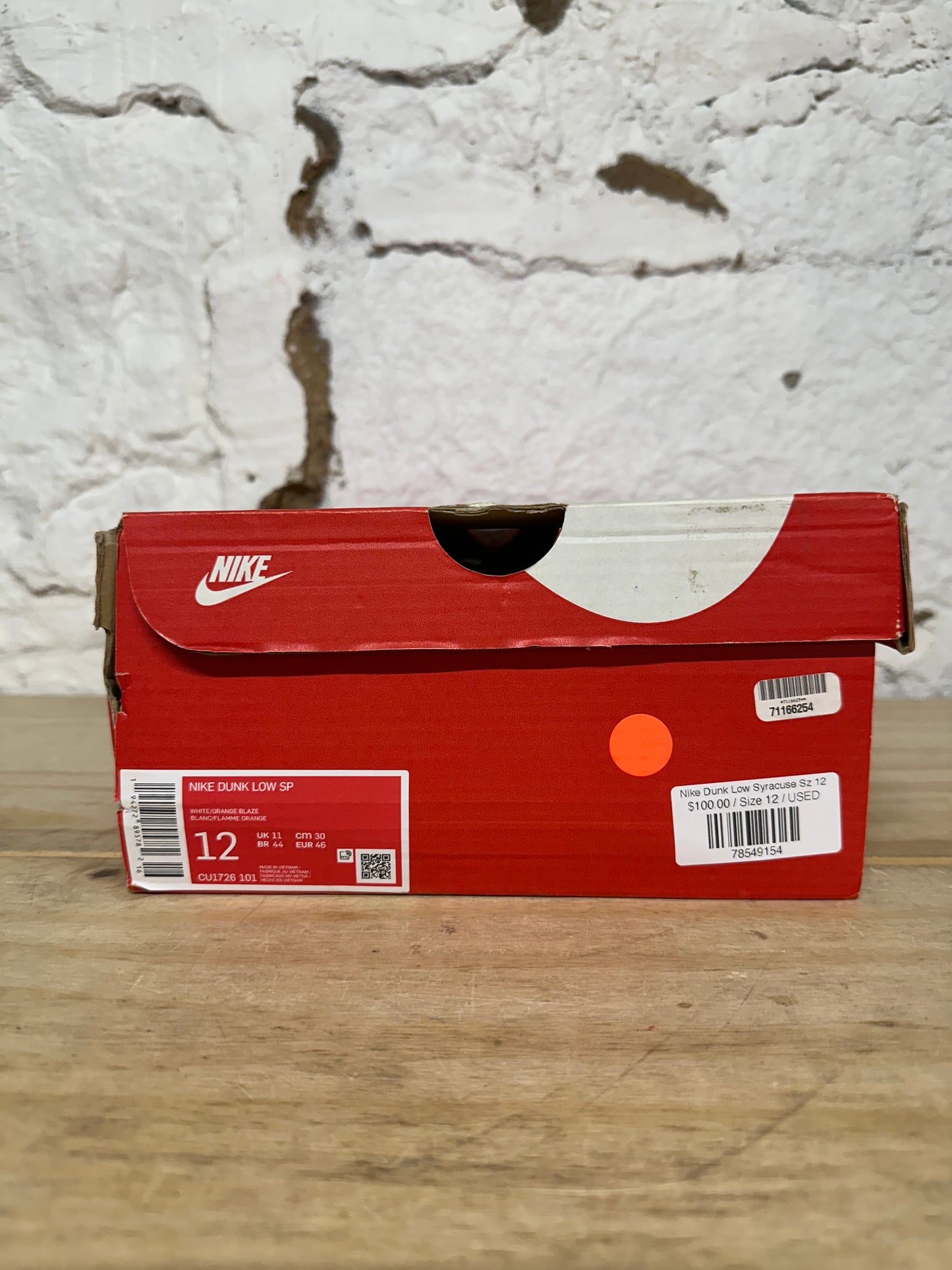 Nike Dunk Low Syracuse Sz 12