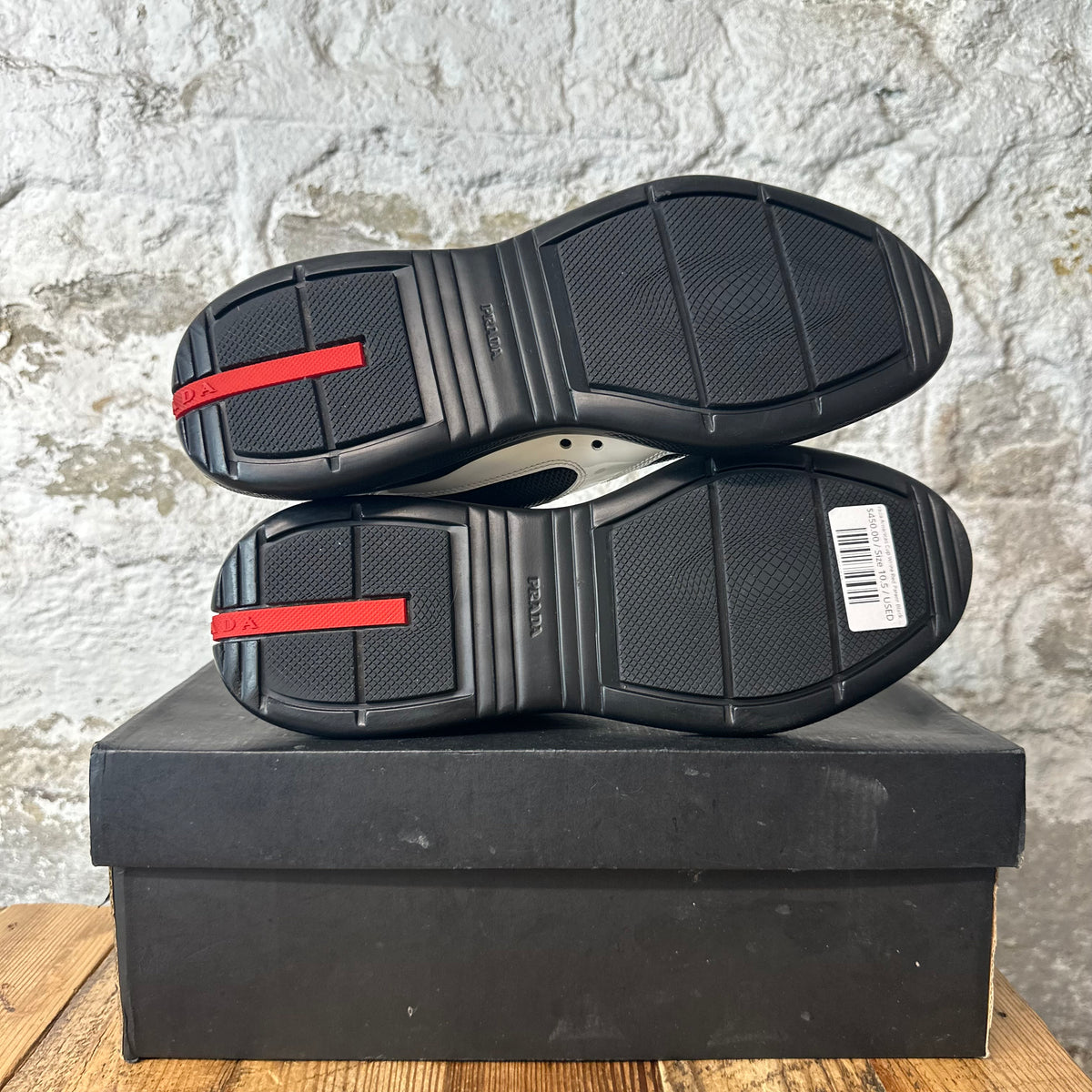 Prada Americas Cup White Red Patent Black Sneaker Sz 10.5