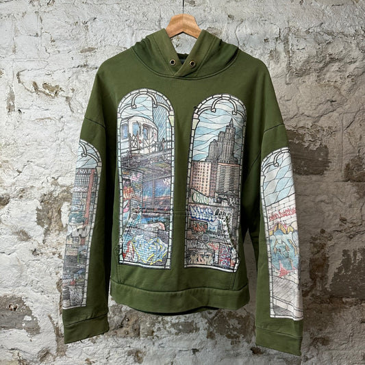 Who Decides War Stained Glass Hoodie Green Sz M