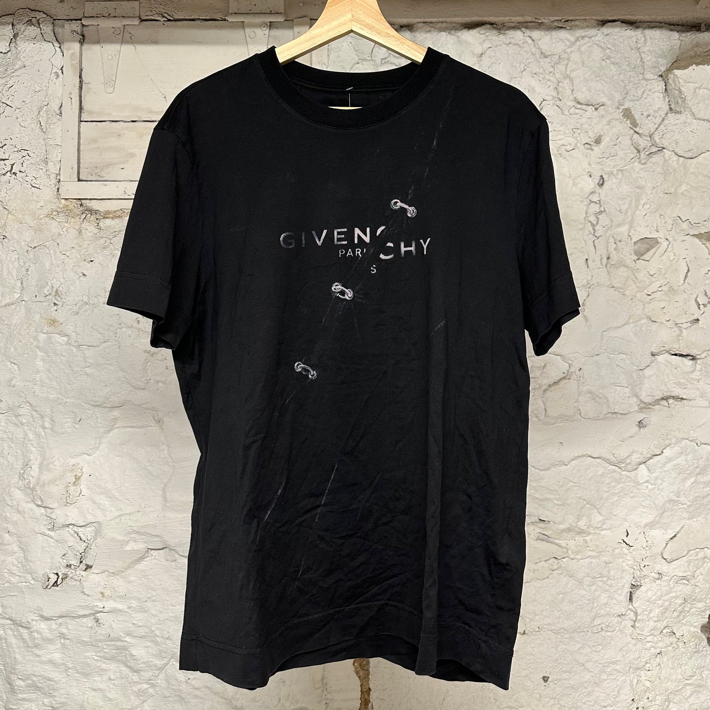 Givenchy Split Spellout Black T-Shirt Sz M