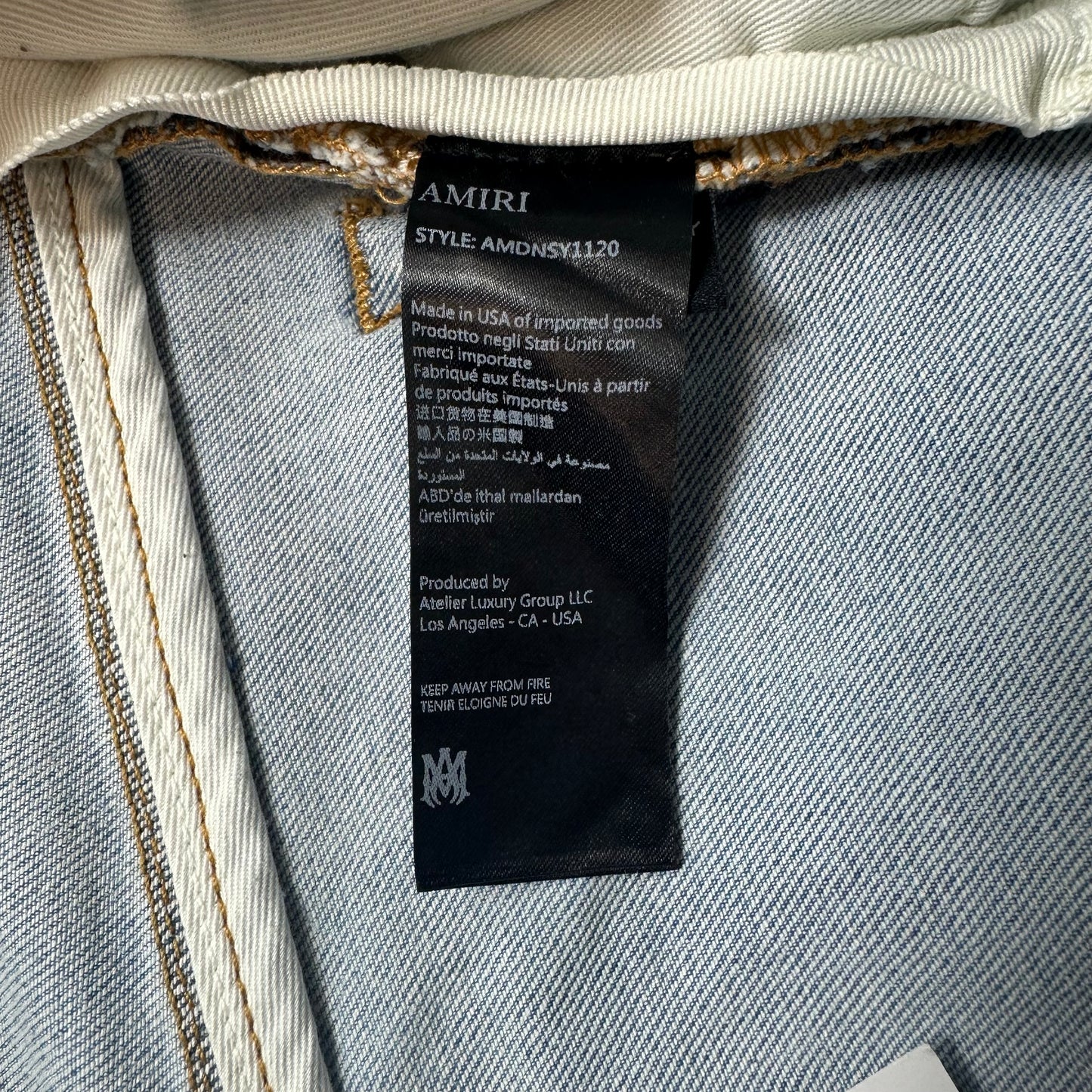Amiri MX1 Yellow Suede Blue Denim Jeans Sz 32