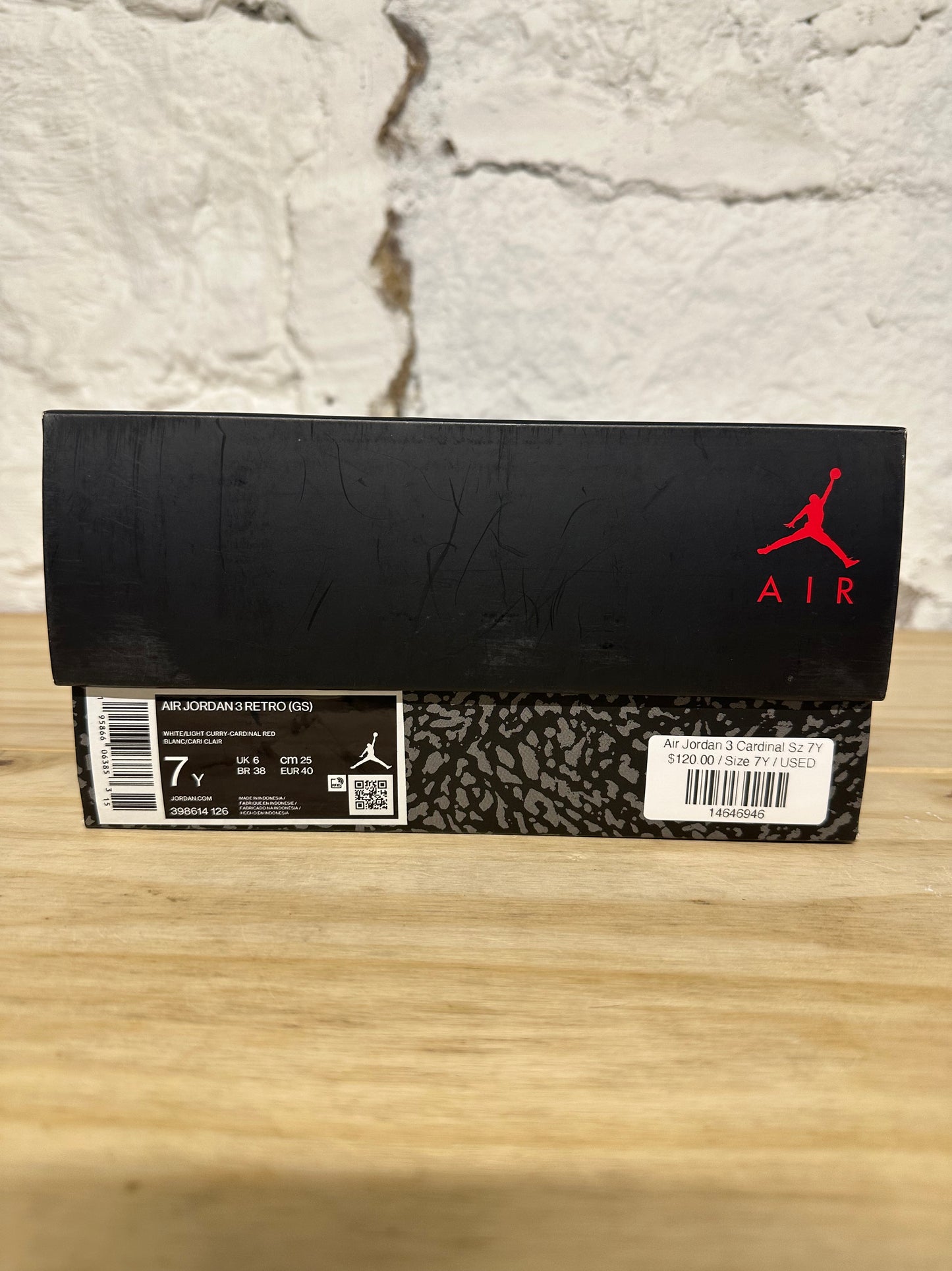 Air Jordan 3 Cardinal Sz 7Y