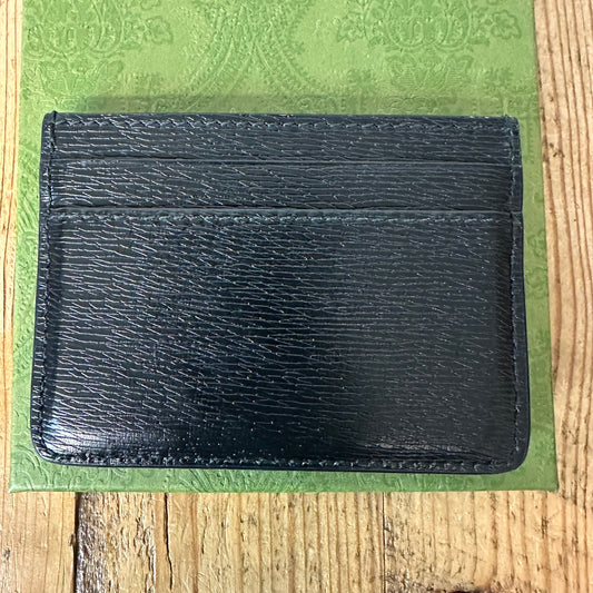 Gucci Script Logo Black Card Holder W/ Box