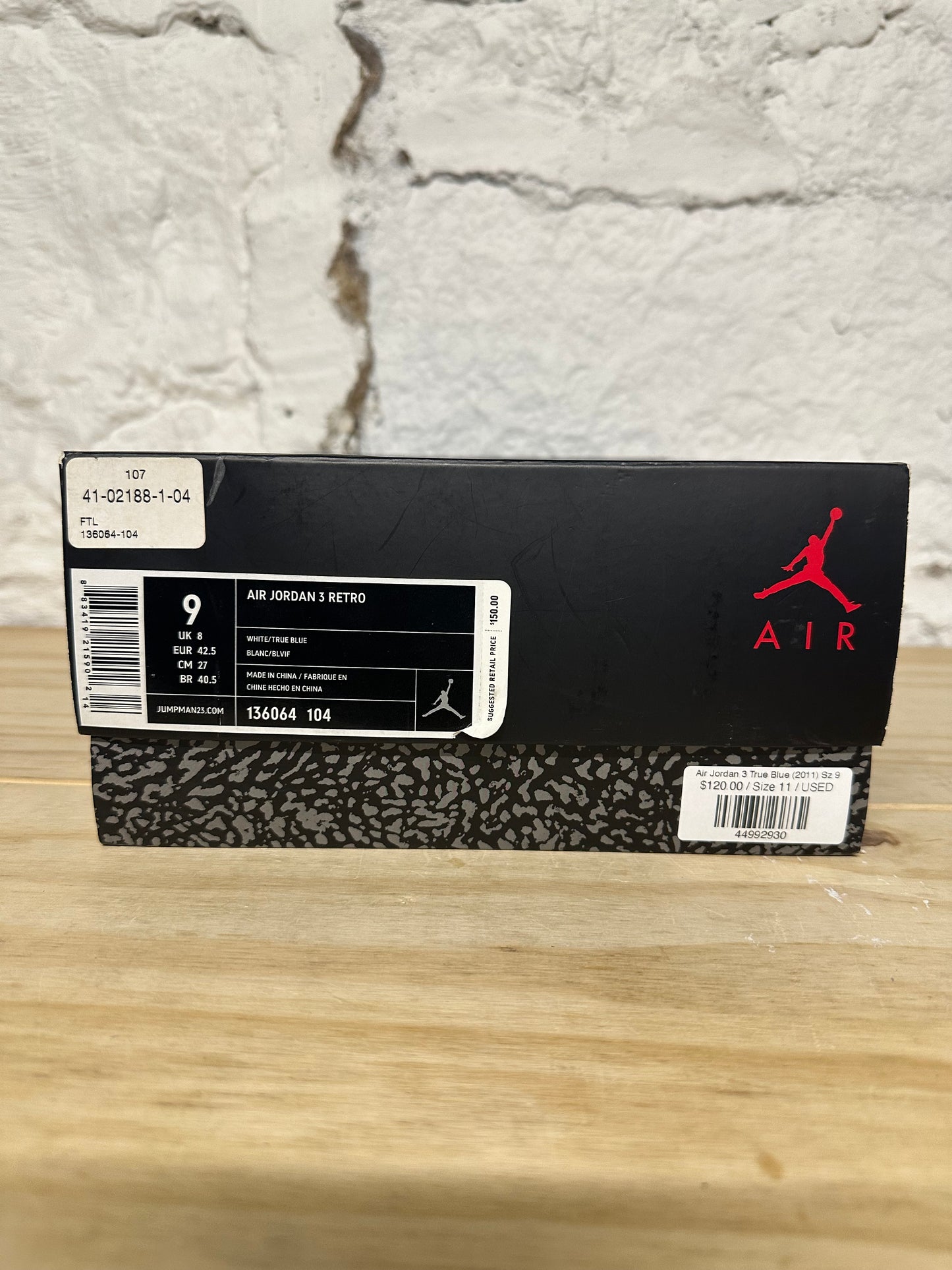 Air Jordan 3 True Blue (2011) Sz 9