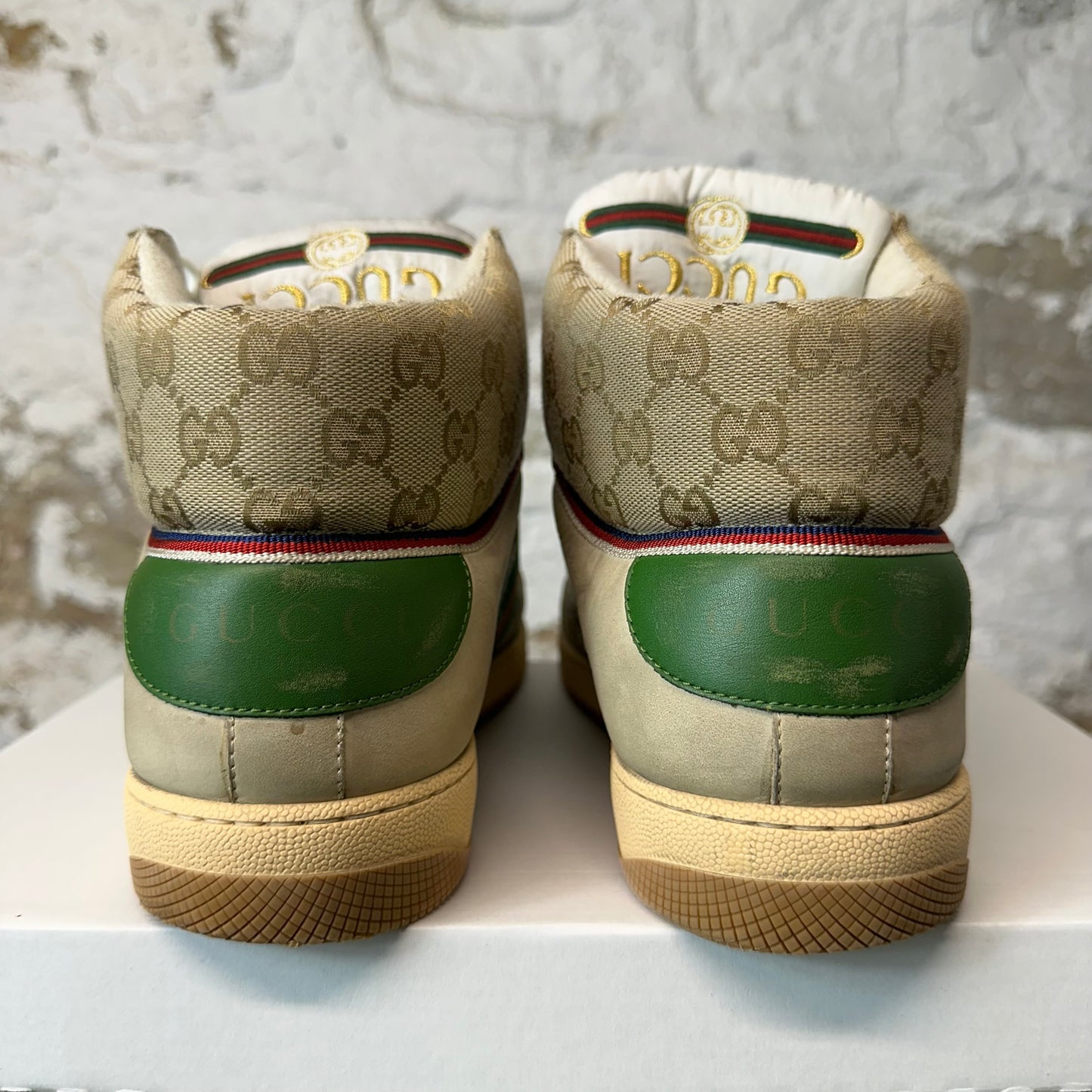 Gucci High Beige GG Monogram Screener Sneaker Sz 9