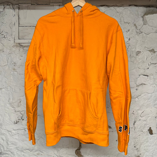 Supreme Orange Sleeve Spellout Hoodie Sz M
