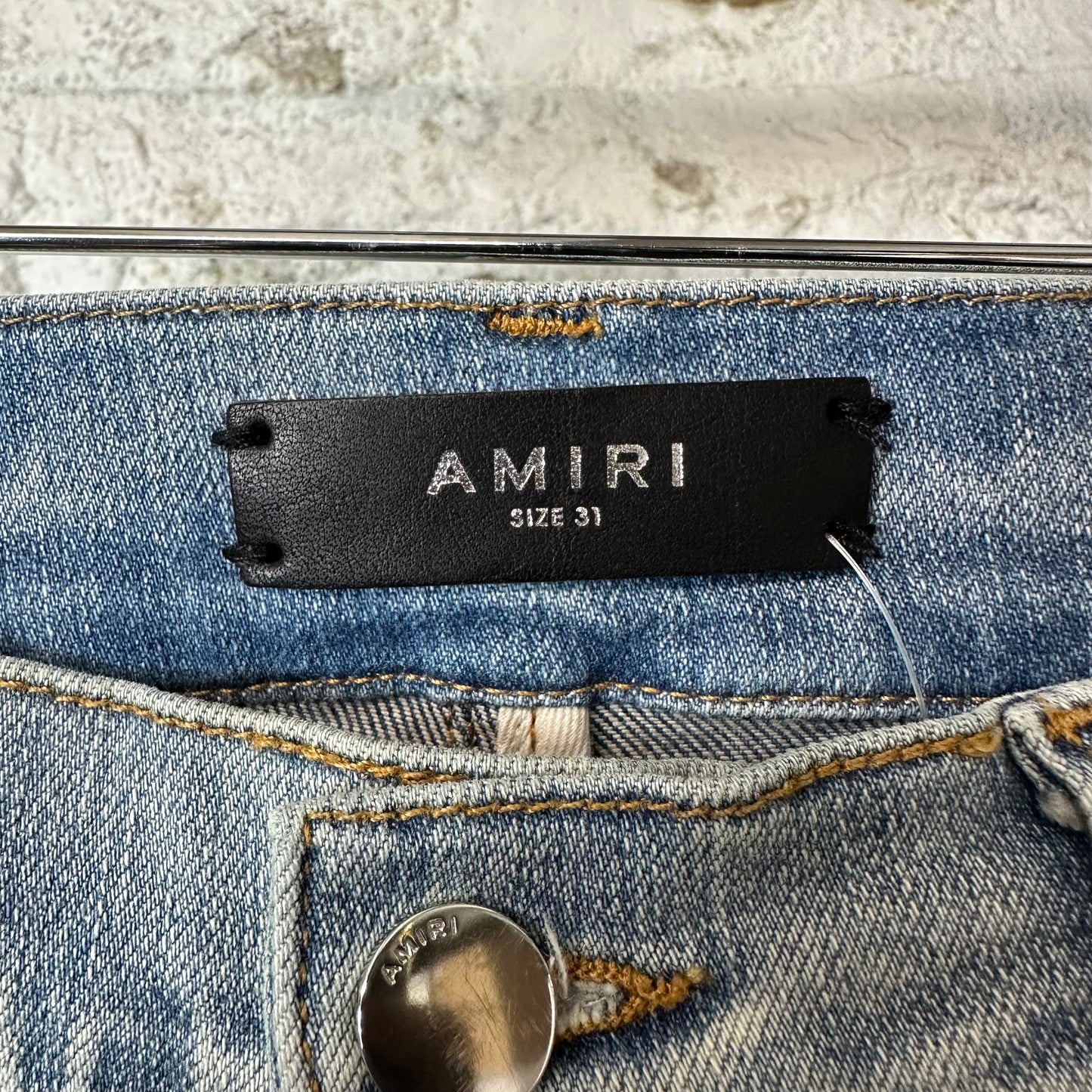 Amiri MX1 Multicolor Paisley Patches Blue Denim Jeans Sz 31