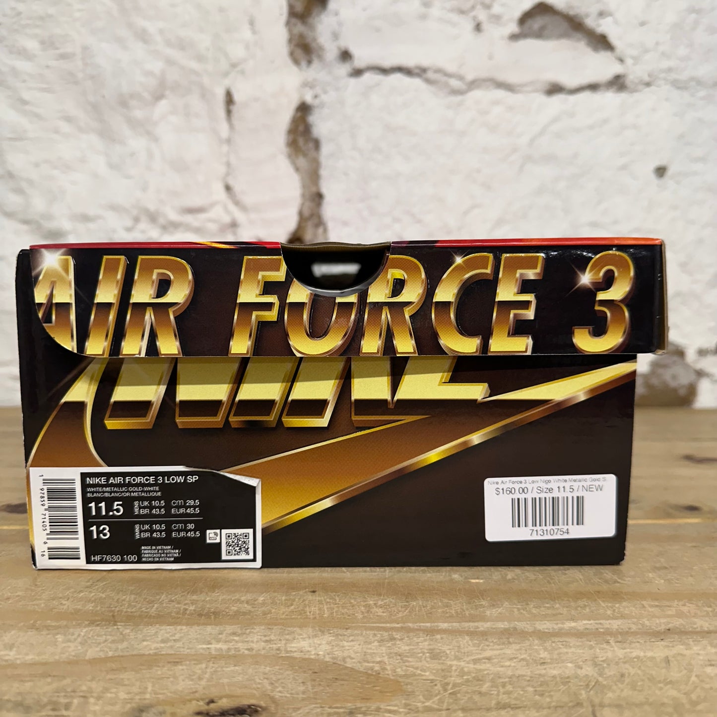 Nike Air Force 3 Low Nigo White Metallic Gold Sz 11.5 DS
